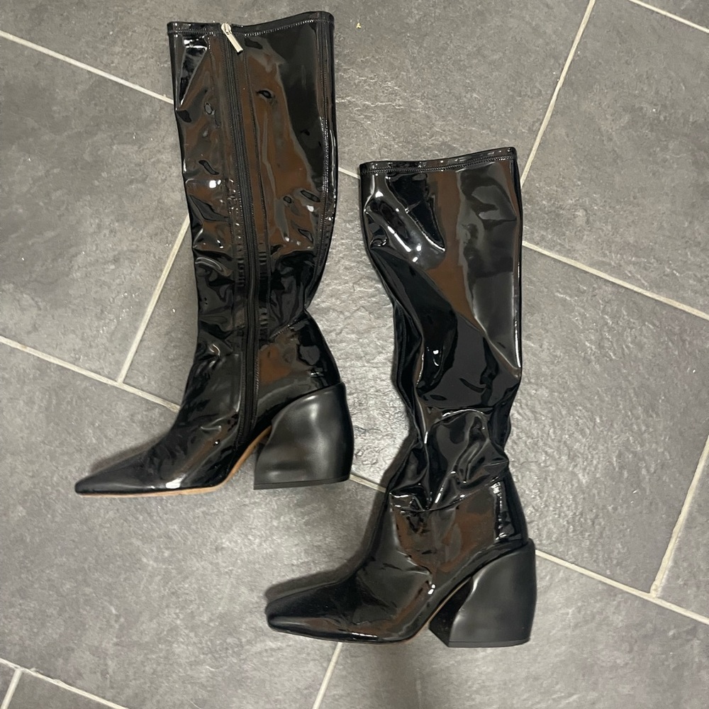 Tibi Lars Black Patent Boot - Size 40.5